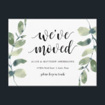 We Have Moved, Our New Home Address Announcement Postcard<br><div class="desc">This modern,  (we have moved) our new dream home address,  our new home,  moving announcement,  change of address postcards in greenery watercolour eucalyptus leaves botanical themed. It s the perfect way to announce to your friends and family,  that you have moved.
#TeeshaDerrick</div>