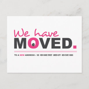 We Have Moved Pink Moving Announcement Postcard