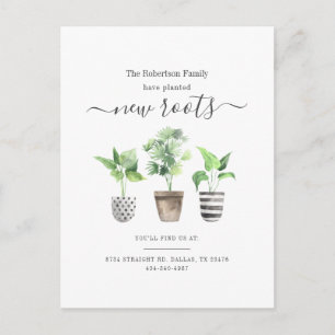 We Have Moved Planted New Roots Boho Moving Announcement Postcard