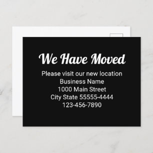 We Have Moved Please Visit Our New Location Black Postcard