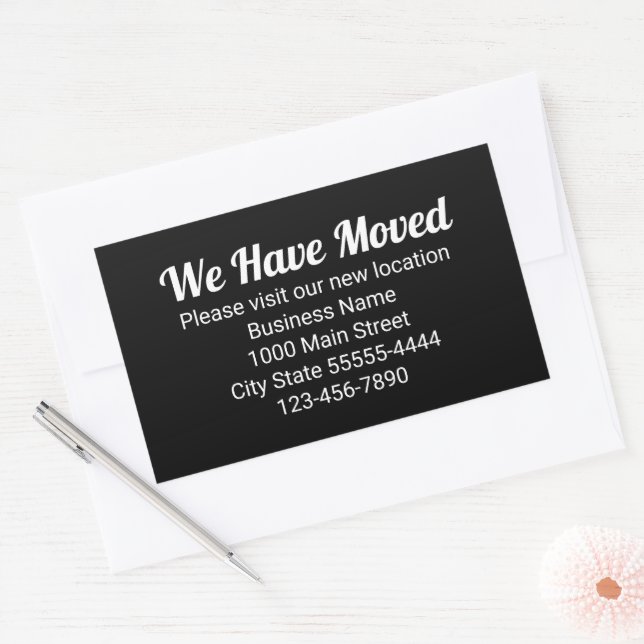 We Have Moved Please Visit Our New Location Black Sticker (Envelope)
