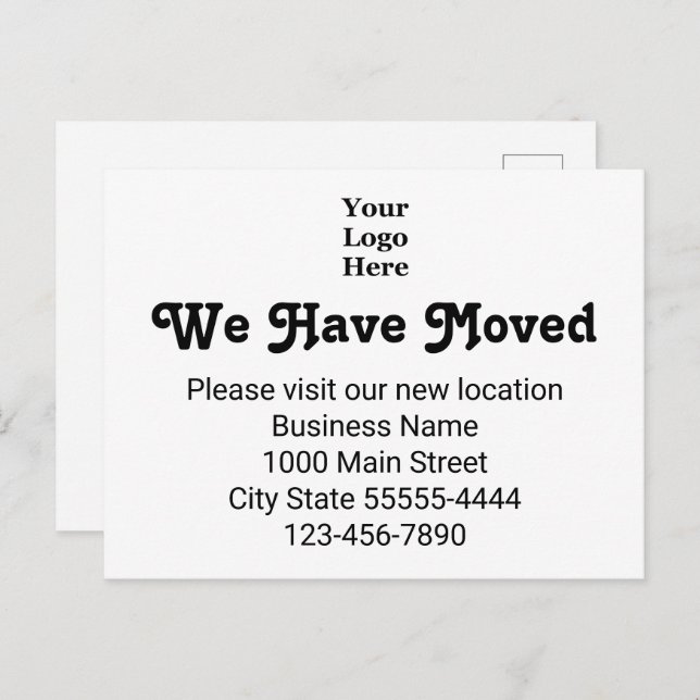We Have Moved Please Visit Our New Location White Postcard (Front/Back)