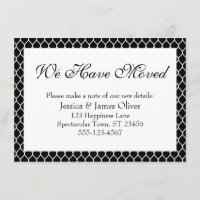 We Have Moved Preppy White Ogee Pattern on Black