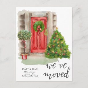 We Have Moved   Red Door Christmas   New Address Announcement Postcard