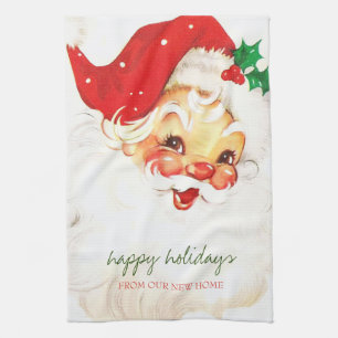 We Have Moved,Retro Santa Claus  Kitchen Towel