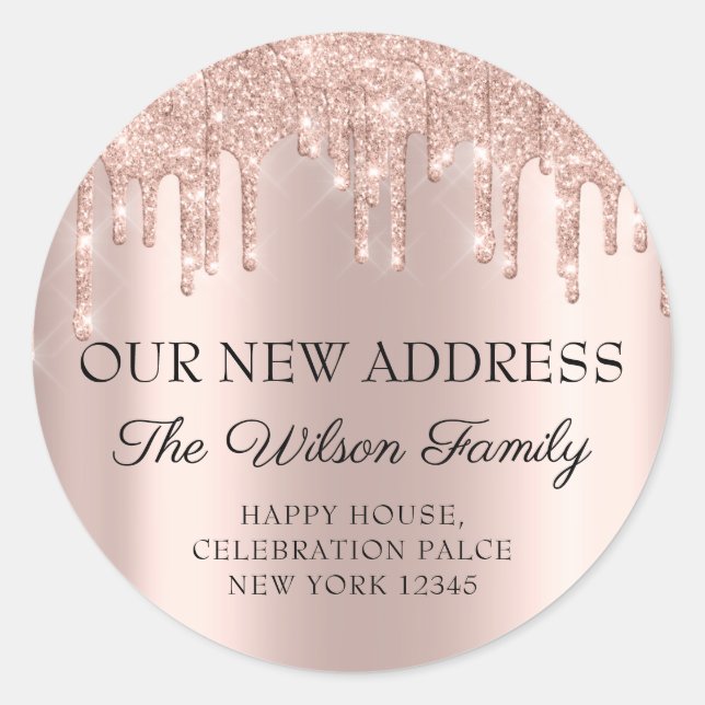 We Have Moved RSVP Change Of Address Drips Classic Classic Round Sticker (Front)