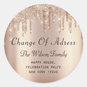 We Have Moved RSVP Change Of Adress Rose  Classic Round Sticker