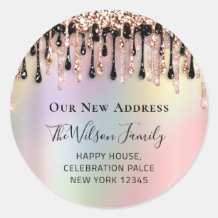 We Have Moved RSVP Change Of New Address Holograph Classic Round Sticker