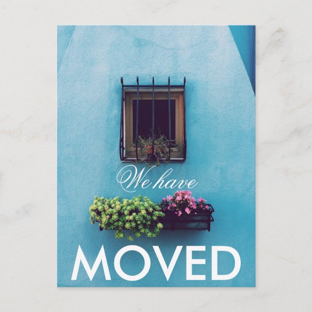 We have Moved Vibrant Aqua Wall Announcement Postcard (Front)