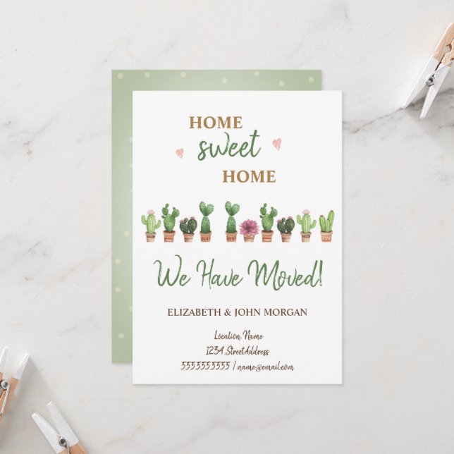 We Have Moved,Watercolor  Cactus (Front/Back In Situ)