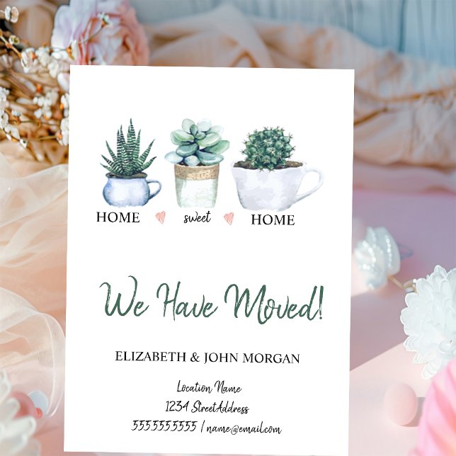 We Have Moved,Watercolor Flowers Cactus (Creator Uploaded)