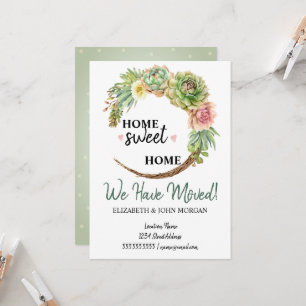 We Have Moved,Watercolor Flowers Cactus,Succulent