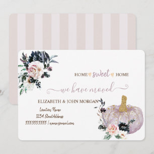 We Have Moved,Watercolor Glitter Pumpkin,Flowers