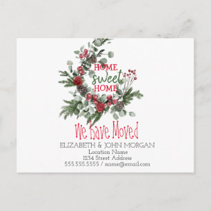 We Have Moved,Watercolor Wreath,Home Sweet Home Announcement Postcard