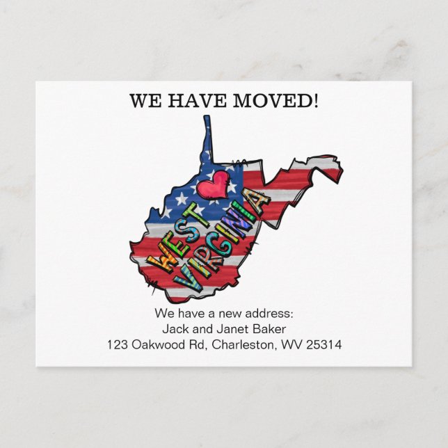 We Have moved West virginia States Postcard (Front)