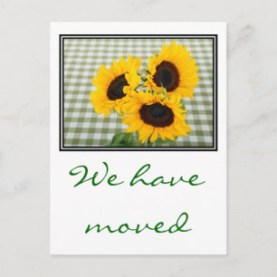 We have moved with sunflowers New address Announcement Postcard