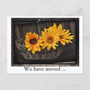 We have moved with sunflowers New address Announcement Postcard