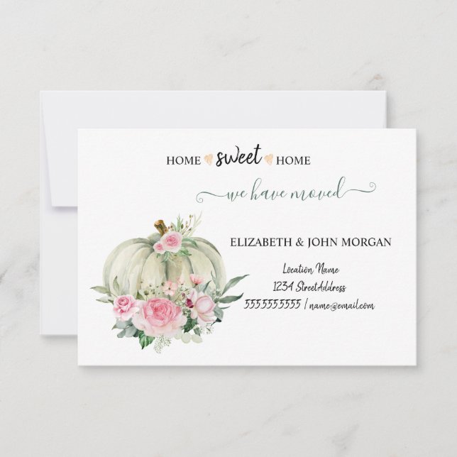 We Have Moved,Wood, Pumpkin,Roses (Front)