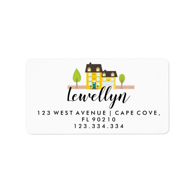 We have moved yellow house return address label (Front)