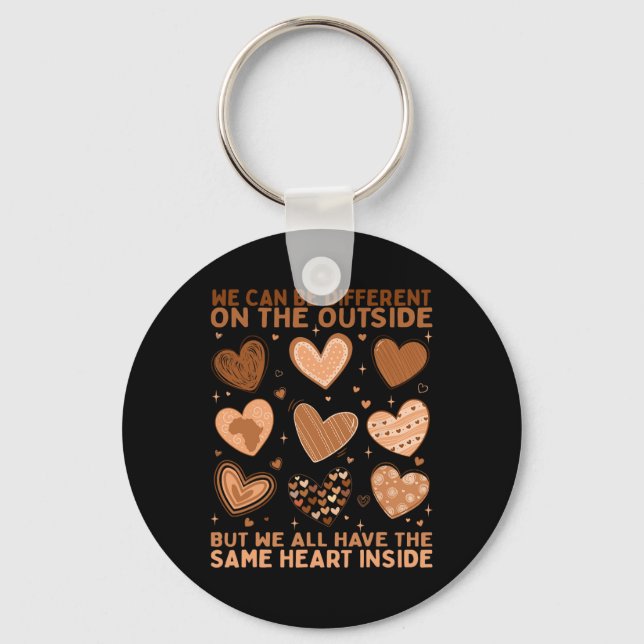We Have The Same Heart Inside Valentine Heart Blac Keychain (Front)