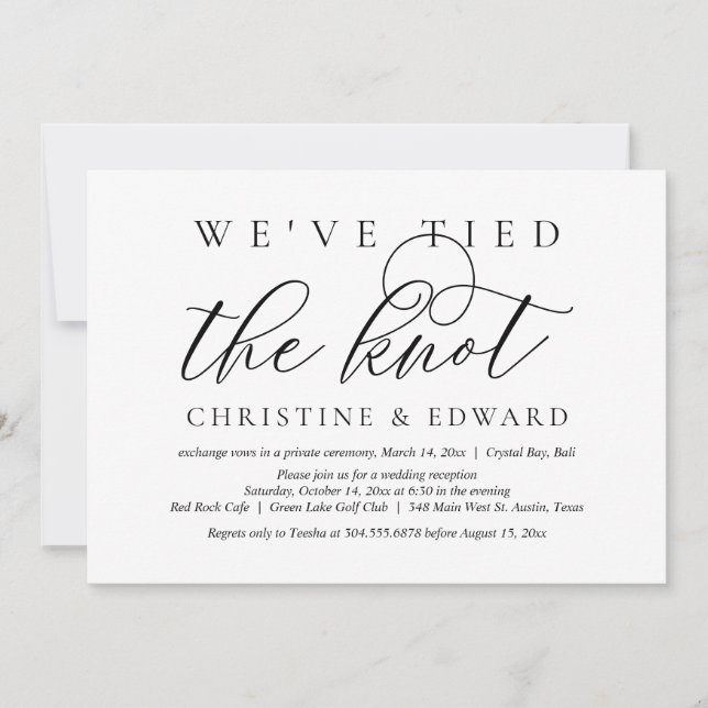 We Have Tied The Knot, Wedding Elopement Invitation (Front)