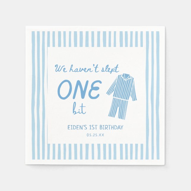We Haven't Slept One Bit Pajamas Birthday Napkin (Front)