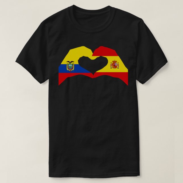 We Heart Ecuador Spain Multinational Patriot Flag  T-Shirt (Design Front)