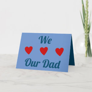 We Heart Love DAD   RED BLUE   Happy Father's DAY Card