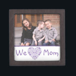 We Heart Mom Photo Gift Box<br><div class="desc">We "Heart" Mom in purple with flower heart and your photo.</div>