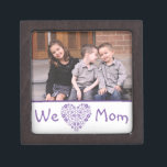 We Heart Mom Photo Gift Box<br><div class="desc">We "Heart" Mom in purple with flower heart and your photo.</div>