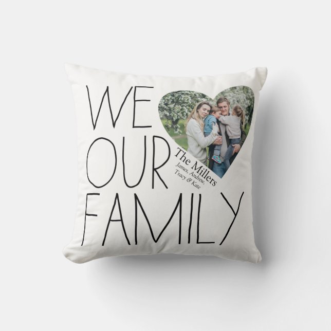 We Heart our family Personalized Throw Pillow (Front)