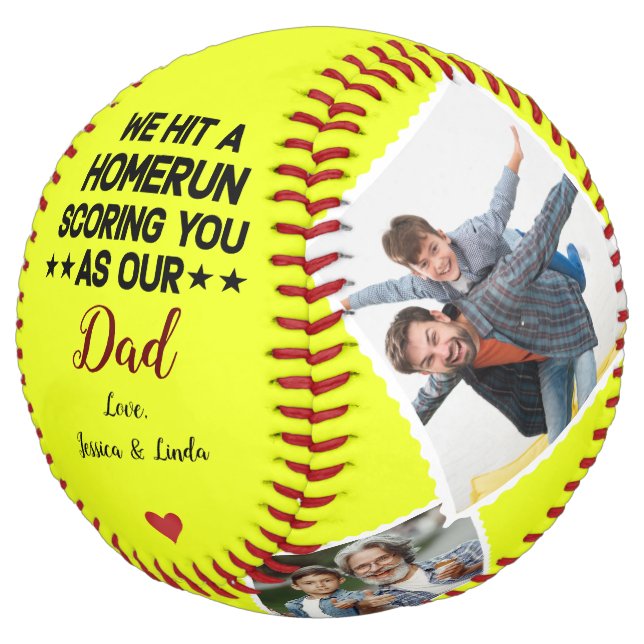 We Hit a Homerun Dad Photo Collage | Fathers Day Softball (Angled)