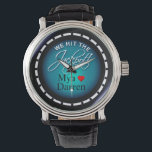 We Hit The Jackpot! | blue Watch<br><div class="desc">A fun, wearable wedding keepsake for Las Vegas newlyweds. The face of this watch has text which says "We Hit The Jackpot!" and features black and blue casino chip artwork that you can personalize with your names. Use the "Customize It" button to change the text. Available in 10 colours. "We...</div>