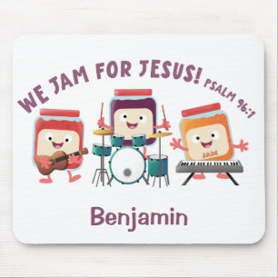We Jam for Jesus cute bible verse cartoon Mouse Pad