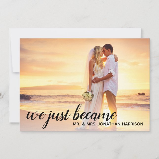 We Just Became Mr Mrs Photo Just Married Reception Invitation (Front)