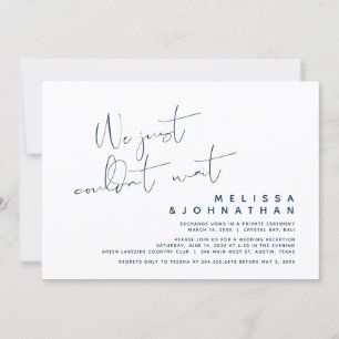 We just couldn't wait, Modern Wedding Elopement In Invitation