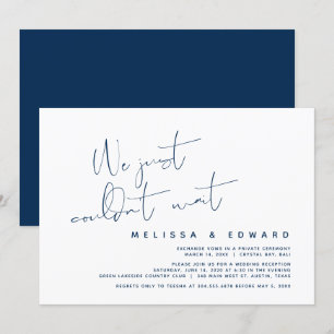 We just couldn't wait, Modern Wedding Elopement In Invitation