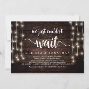 We just couldn't wait, Rustic Wedding Elopement Invitation