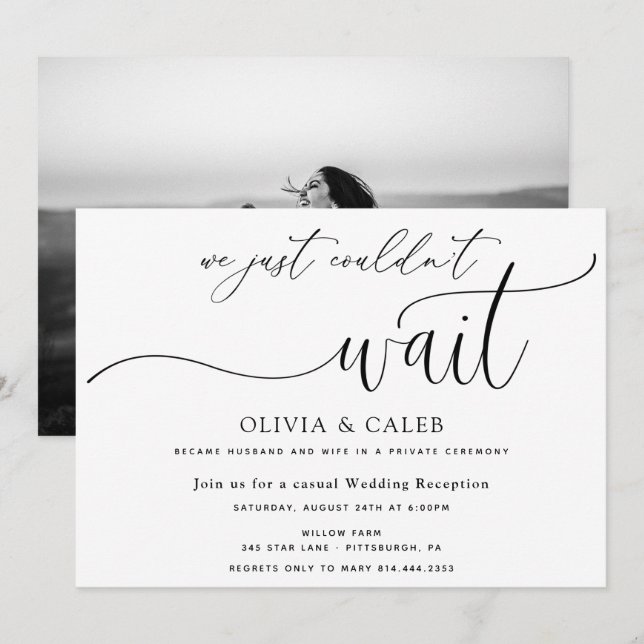We Just Couldn't Wait Wedding Reception invitation (Front/Back)