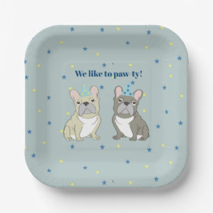 We like to paw-ty!  French, bulldog Paper Plate