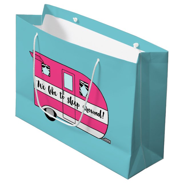 "We Like To Sleep Around" Camper Gift Bag (Front Angled)