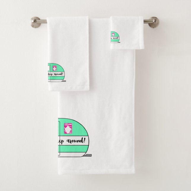 “We Like To Sleep Around” Camper Hand Towel (Insitu)