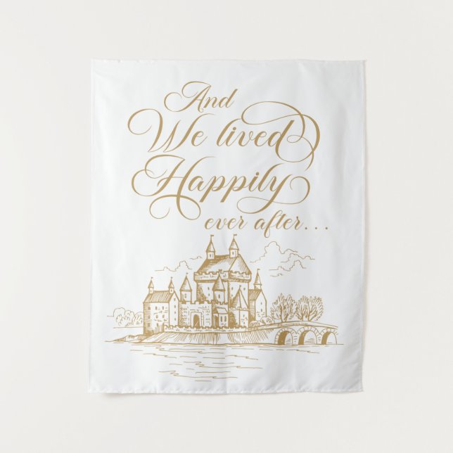 We lived happily ever after royal backdrop tapestry (Front)