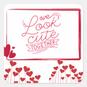 We Look Cute Together Flat Holiday Card Square Sticker