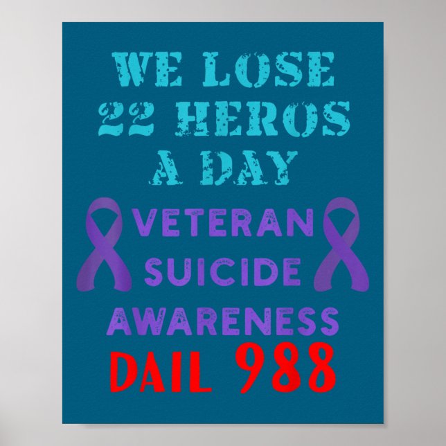 We Lose 22 Heros A Day Veteran Suicide Prevention  Poster (Front)