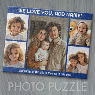 We Love Add Name - 5 Photo Collage Jigsaw Puzzle
