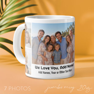 We Love Add Name - Photo Collage with 7 Photos Large Coffee Mug