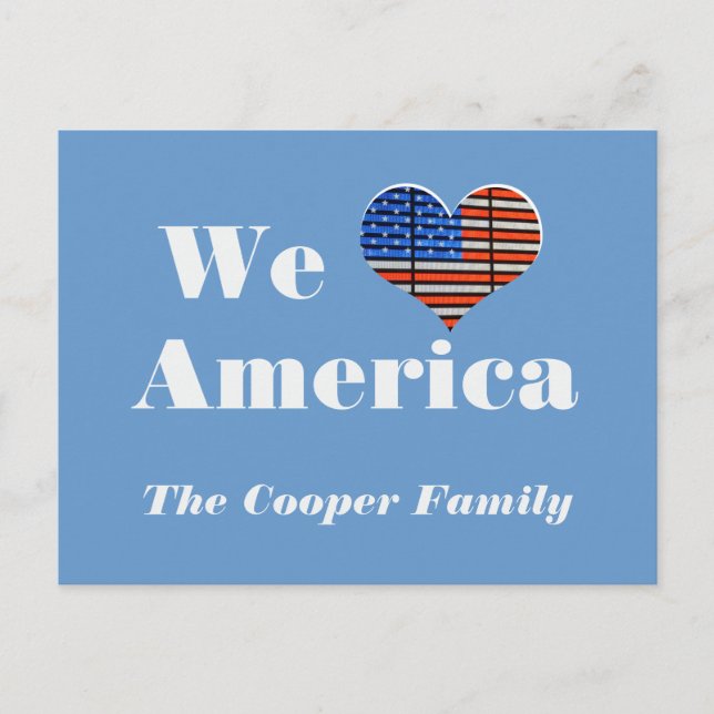 We Love America Custom Name Postcard (Front)