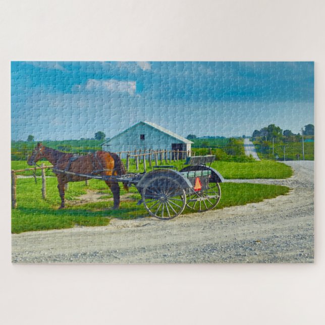 We love Amish Carraiges in Iowa. Jigsaw Puzzle (Horizontal)