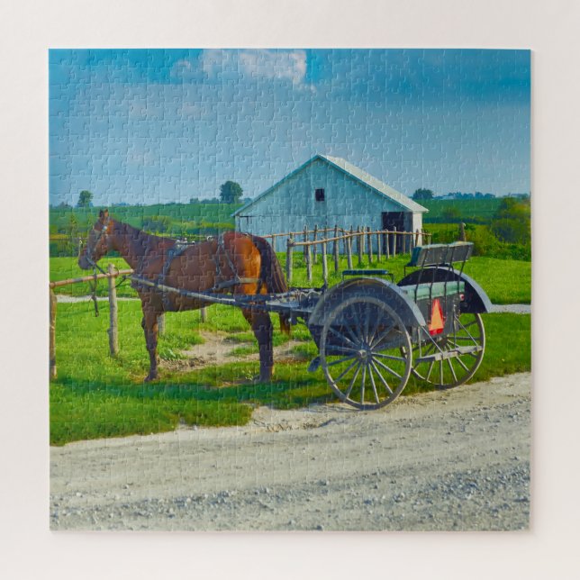 We love Amish Carraiges in Iowa. Jigsaw Puzzle (Vertical)
